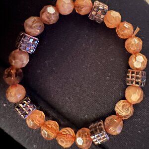 brown beaded stretch bracelet